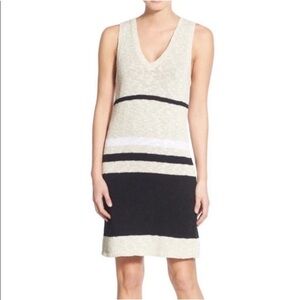 James Perse sweater knit cotton and linen striped dress.
